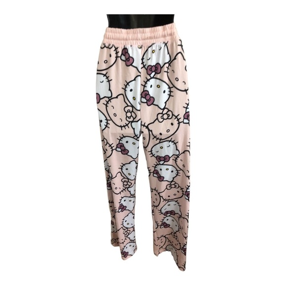 Hello Kitty pink logo drawstring waist cotton loungewear pajama pants size large - Picture 12 of 12